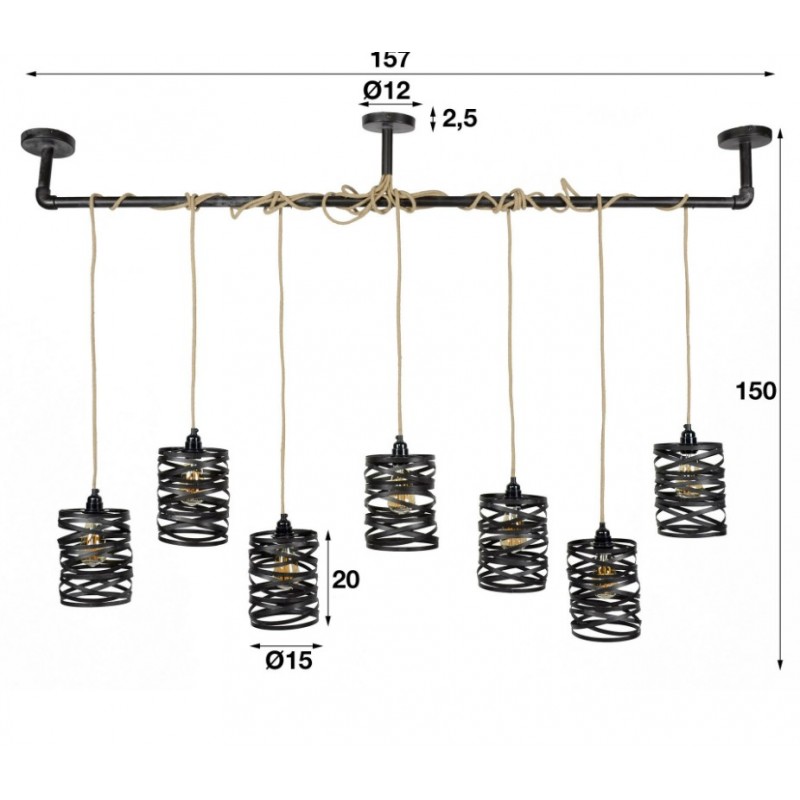 ZI Hanging lamp 7L twist wrap XL